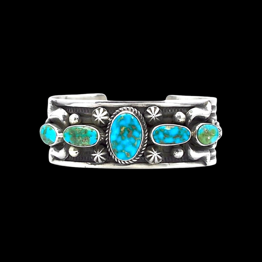 5 Stone Natural Sonoran Gold bracelet handcrafted by Native American artist Albert Jake (Heavy by Hand)