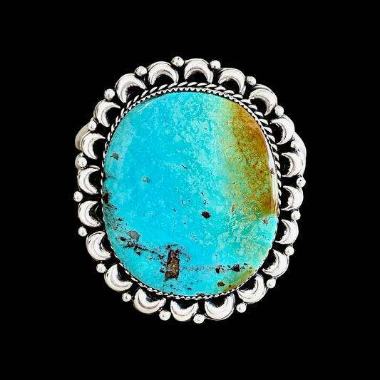 Kingman Turquoise cuff handcrafted by Native American artist Marcus Chavez