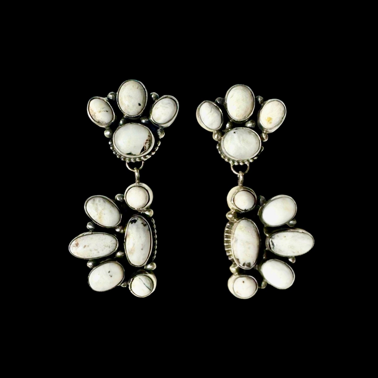 White Buffalo Dolomite earrings handcrafted by Native American artist Shiela Becenti
