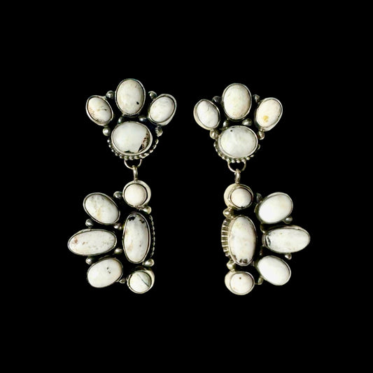White Buffalo Dolomite earrings handcrafted by Native American artist Shiela Becenti