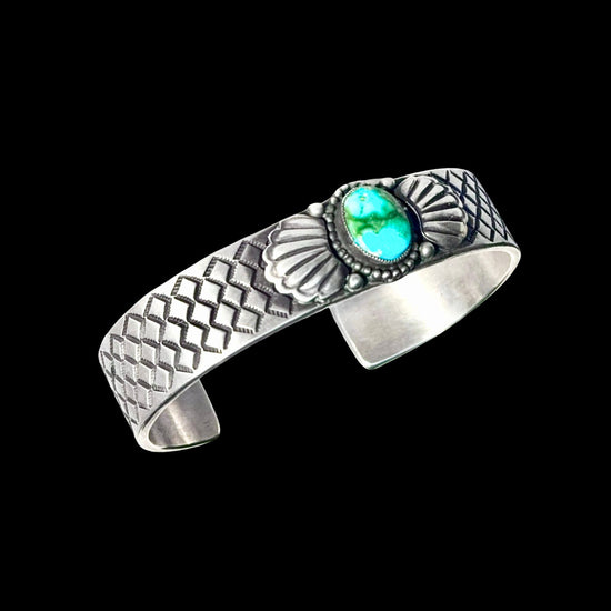 Sonoran Gold Turquoise cuff handcrafted by Native American artist Calvin Martinez