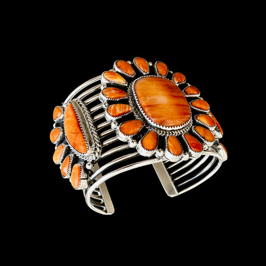 Orange Spiny bracelet handcrafted by Native American artist Leander Tahe