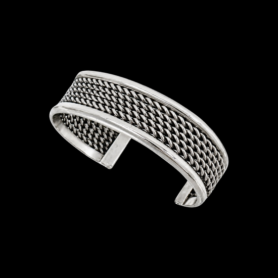 Sterling Silver Stacker cuff handcrafted by Native American artist Leander Tahe