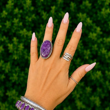 Charoite ring handcrafted by Native American artist Philbert Nez