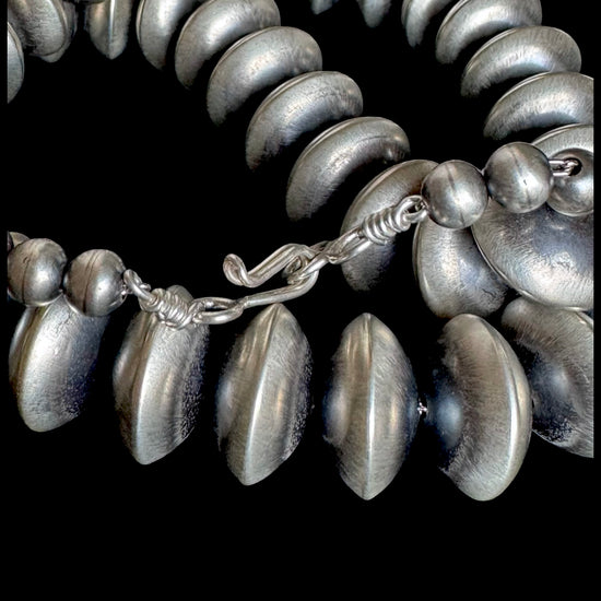 Sterling Silver navajo pearls handcrafted by Native American artist Bryannen Halwood