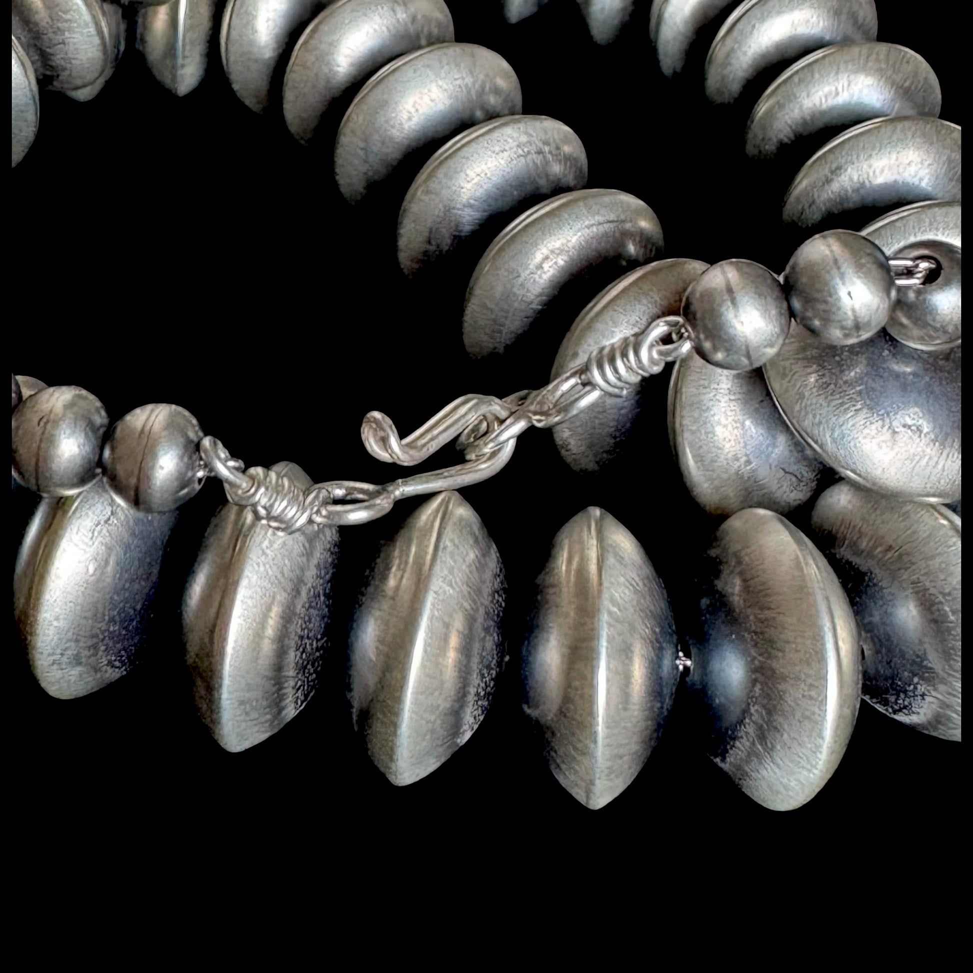 Sterling Silver navajo pearls handcrafted by Native American artist Bryannen Halwood
