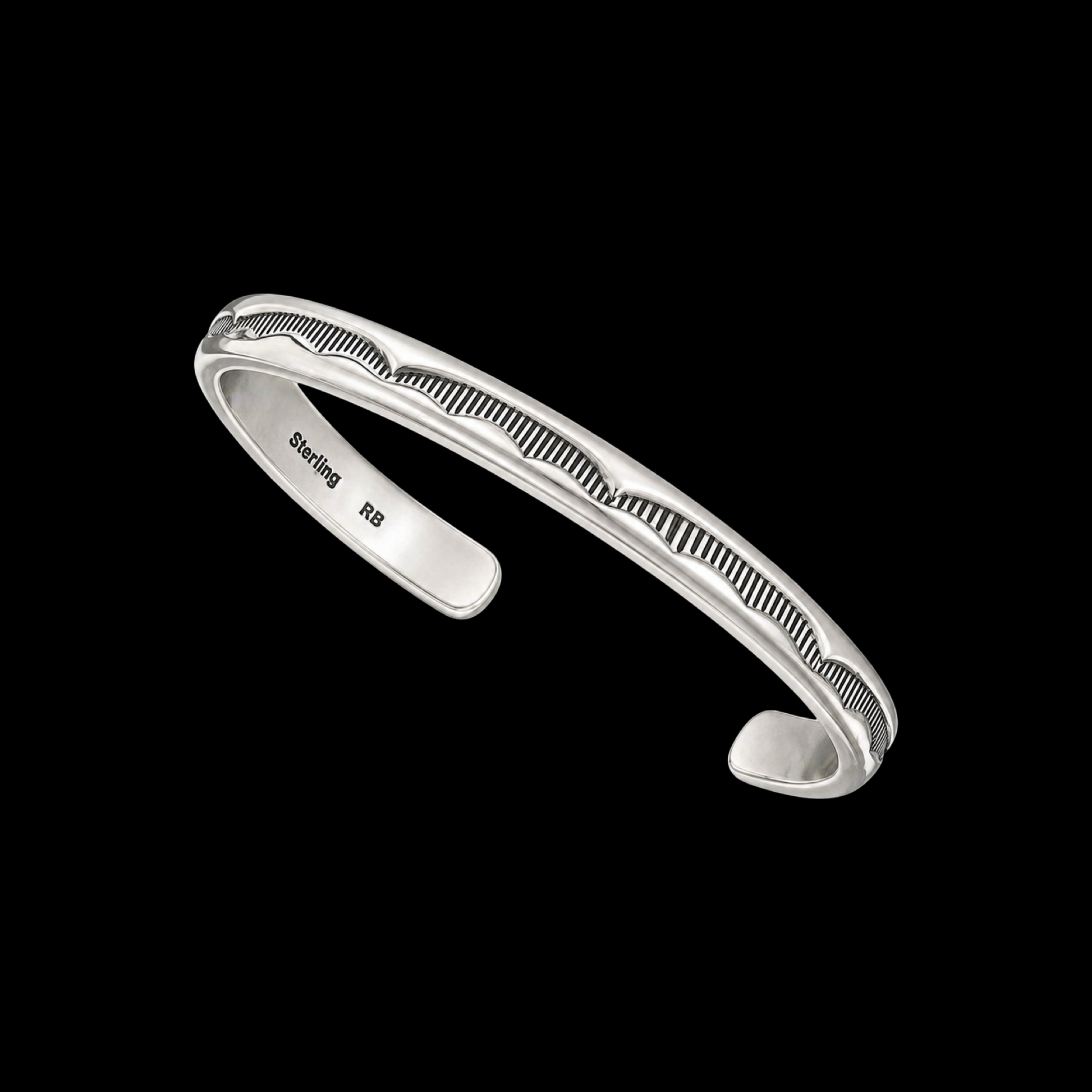 Sterling Stacker cuff handcrafted by Native American artist Leander Tahe