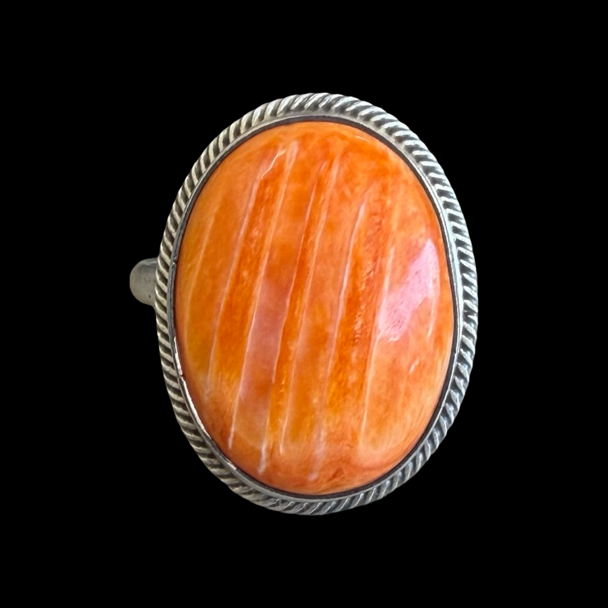 Orange Spiny Oyster ring handcrafted by Native American artist Antoinette Martinez