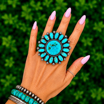 Kingman Turquoise ring handcrafted by Native American artist Tyler Brown