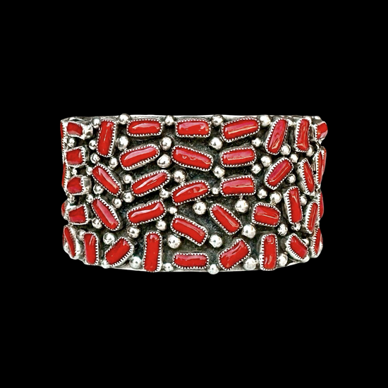 Natural Mediterranean Coral cuff handcrafted by Native American artist Darlene Begay