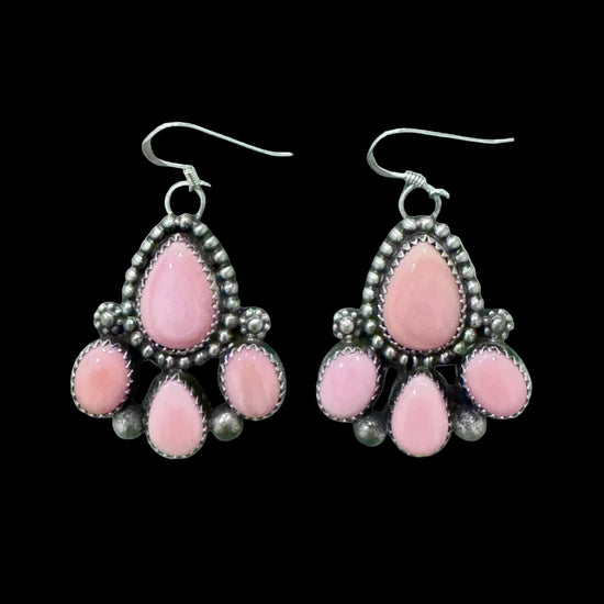 Pink Conch earrings handcrafted by Native American artist Chris Etsitty