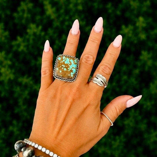 Mine #8 Turquoise ring handcrafted by Native American artist Augustine Largo