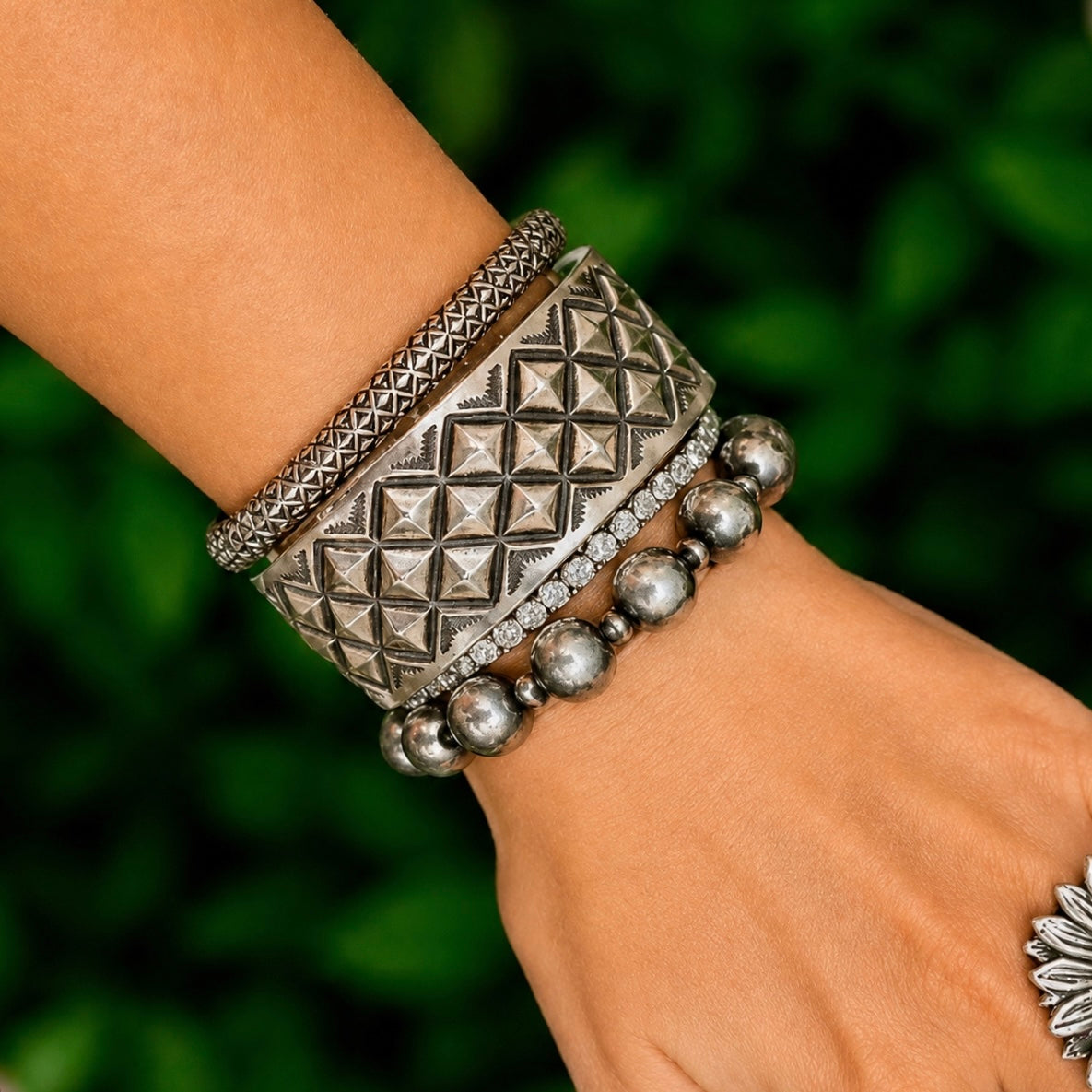 Sterling Silver cuff handcrafted by Native American artist Calvin Martinez
