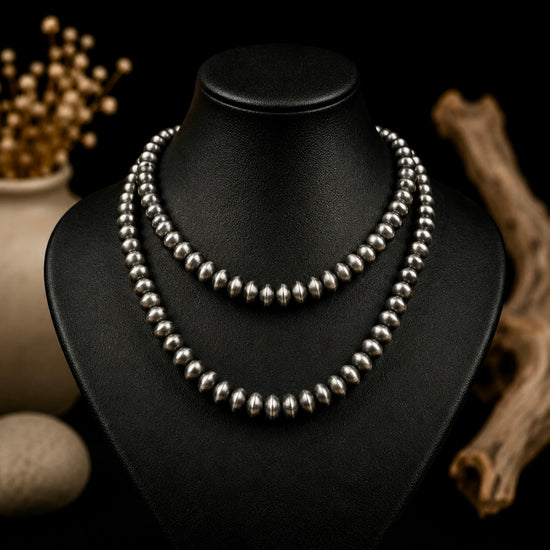 Sterling Silver Handcrafted navajo pearls handcrafted by Native American artist Michelle Jameson