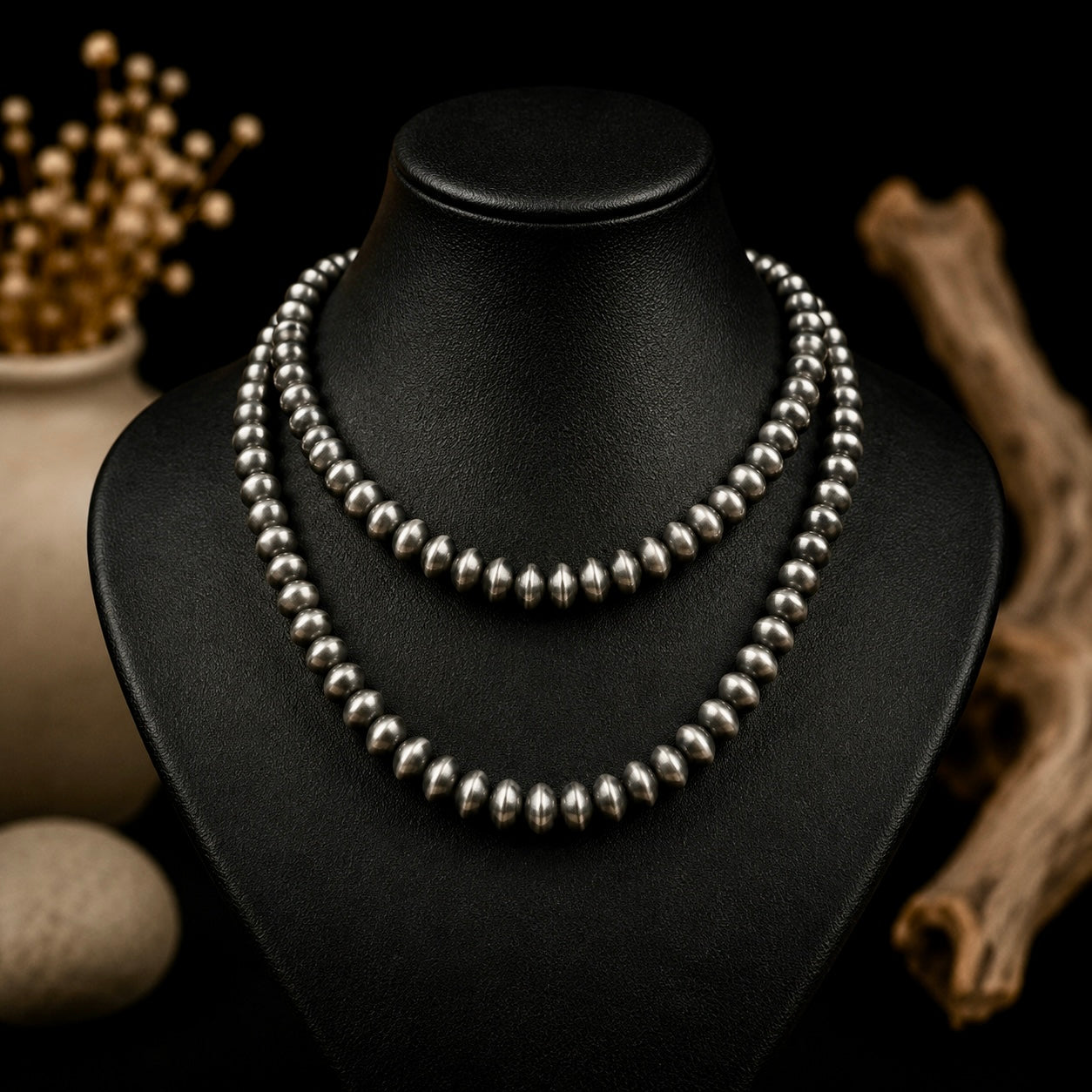 Sterling Silver Handcrafted navajo pearls handcrafted by Native American artist Michelle Jameson