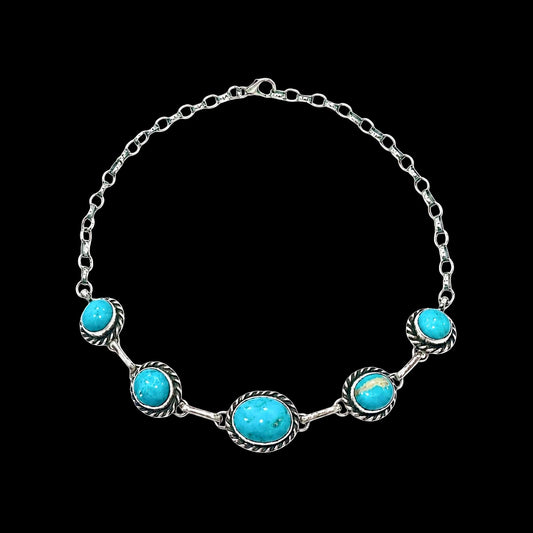 Kingman Turquoise choker handcrafted by Native American artist Augustine Largo