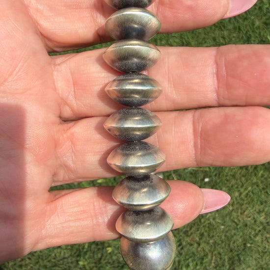 Sterling Silver navajo pearls handcrafted by Native American artist Bryannen Halwood