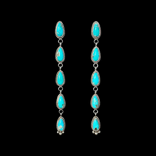Campitos Turquoise earrings handcrafted by Native American artist Della Wylie