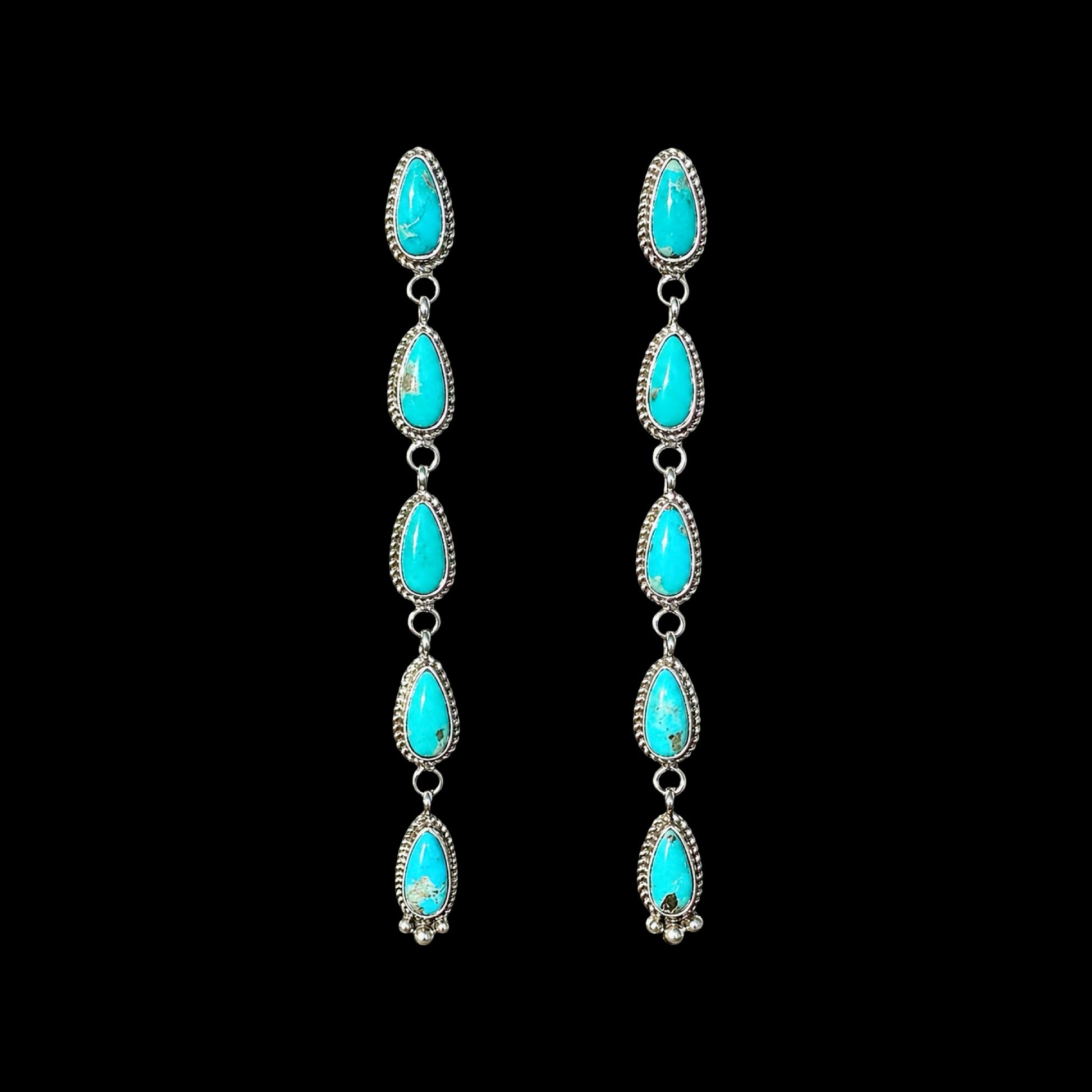 Campitos Turquoise earrings handcrafted by Native American artist Della Wylie