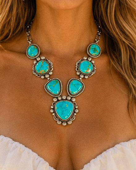 Armenian Turquoise necklace handcrafted by Native American artist Mary Ellen