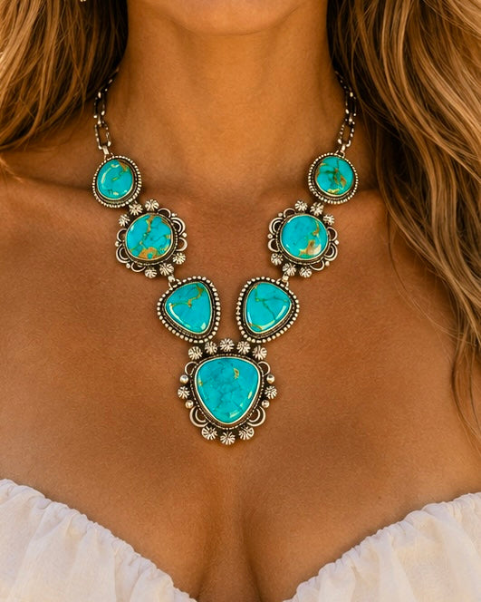 Armenian Turquoise necklace handcrafted by Native American artist Mary Ellen