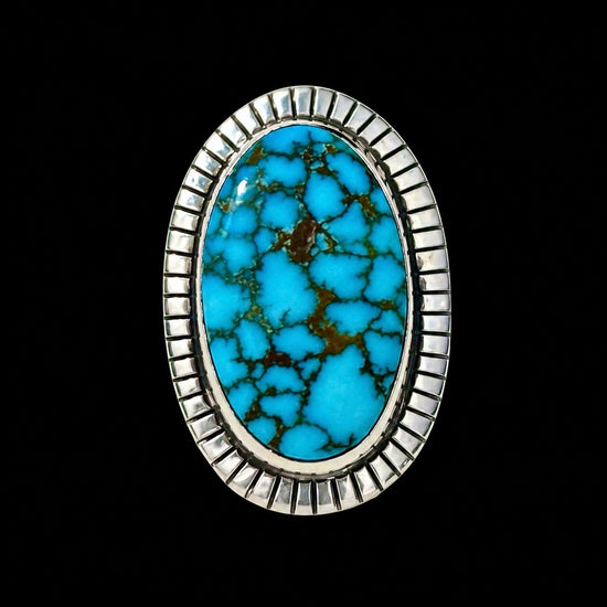 Waterweb Kingman Turquoise ring handcrafted by Native American artist Joe Paul