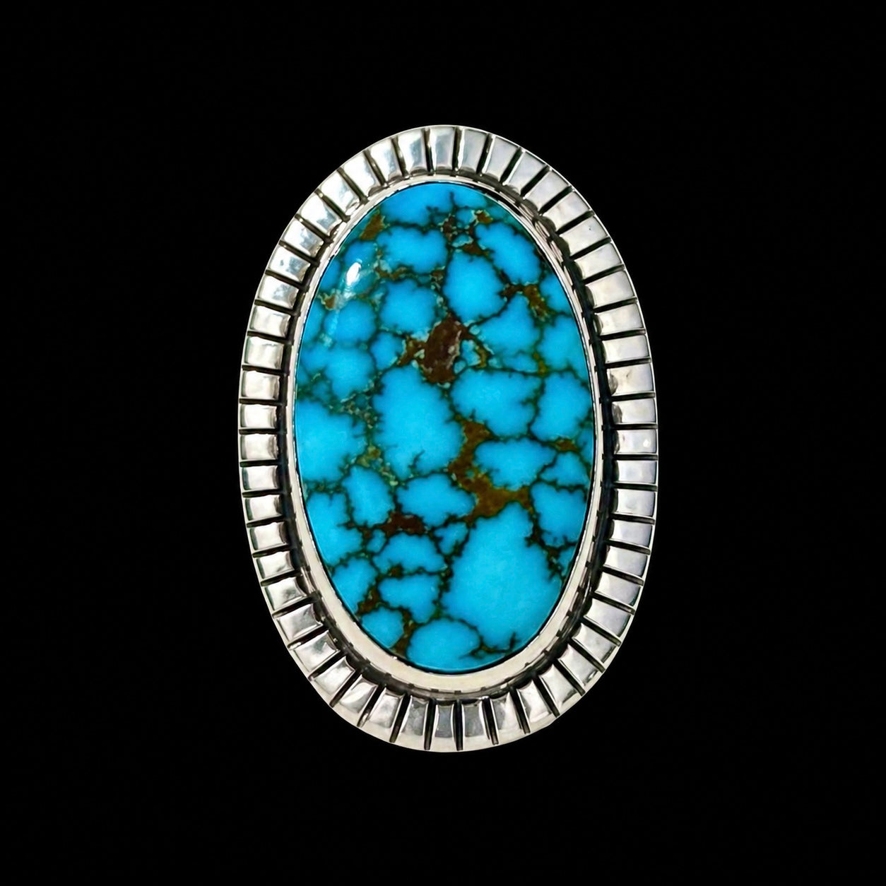 Waterweb Kingman Turquoise ring handcrafted by Native American artist Joe Paul