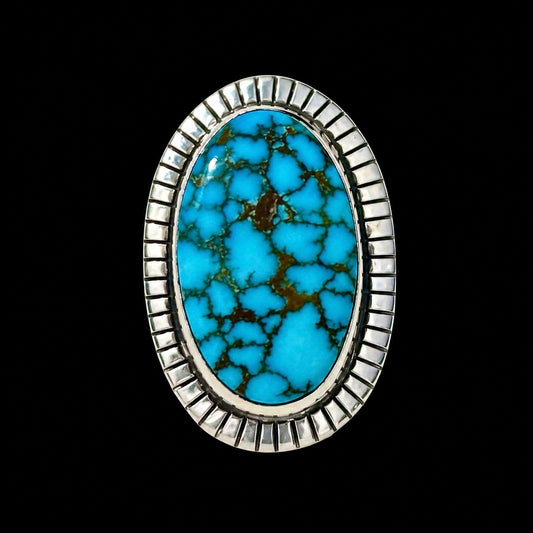 Waterweb Kingman Turquoise ring handcrafted by Native American artist Joe Paul