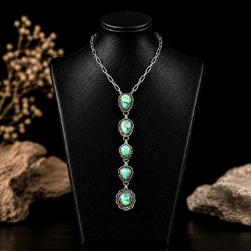 Sonoran Mountain Turquoise lariat handcrafted by Native American artist Bobby Johnson