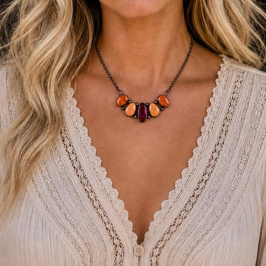 Mixed Spiny Oyster necklace handcrafted by Native American artist Antoinette Martinez