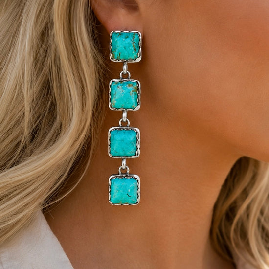 Chilean Turquoise earrings handcrafted by Native American artist Randy Billy