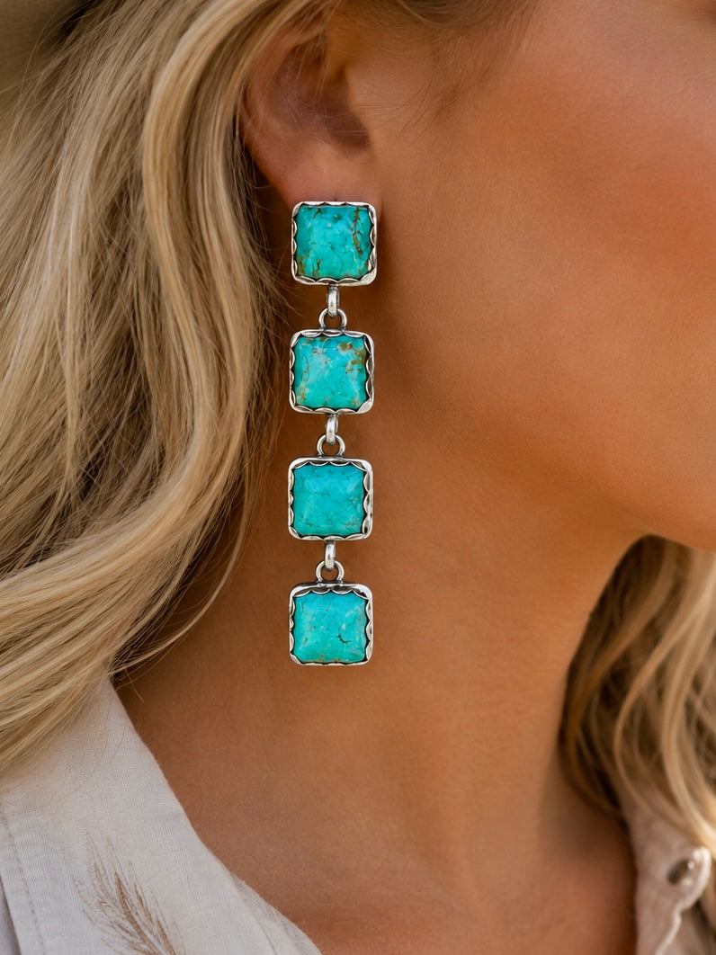 Chilean Turquoise earrings handcrafted by Native American artist Randy Billy