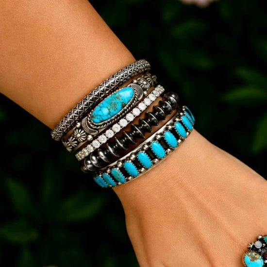 Sonoran Gold Turquoise cuff handcrafted by Native American artist Albert Jake (Heavy by Hand)