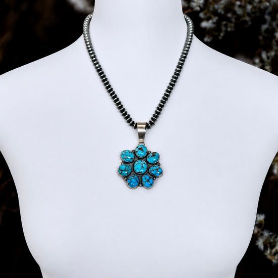 Egyptian Turquoise pendant handcrafted by Native American artist Anderson Largo