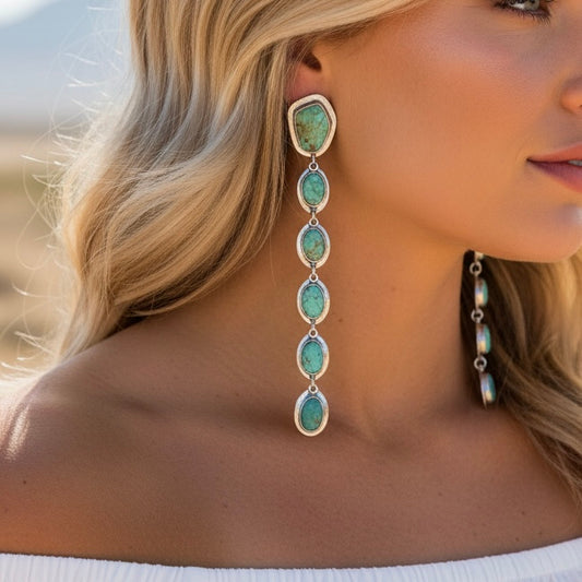 Tyrone Turquoise earrings handcrafted by Native American artist Paul Livingston