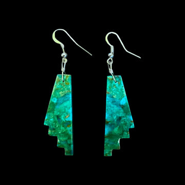 Turquoise Inlay Slabs earrings handcrafted by Native American artist Robert Coriz