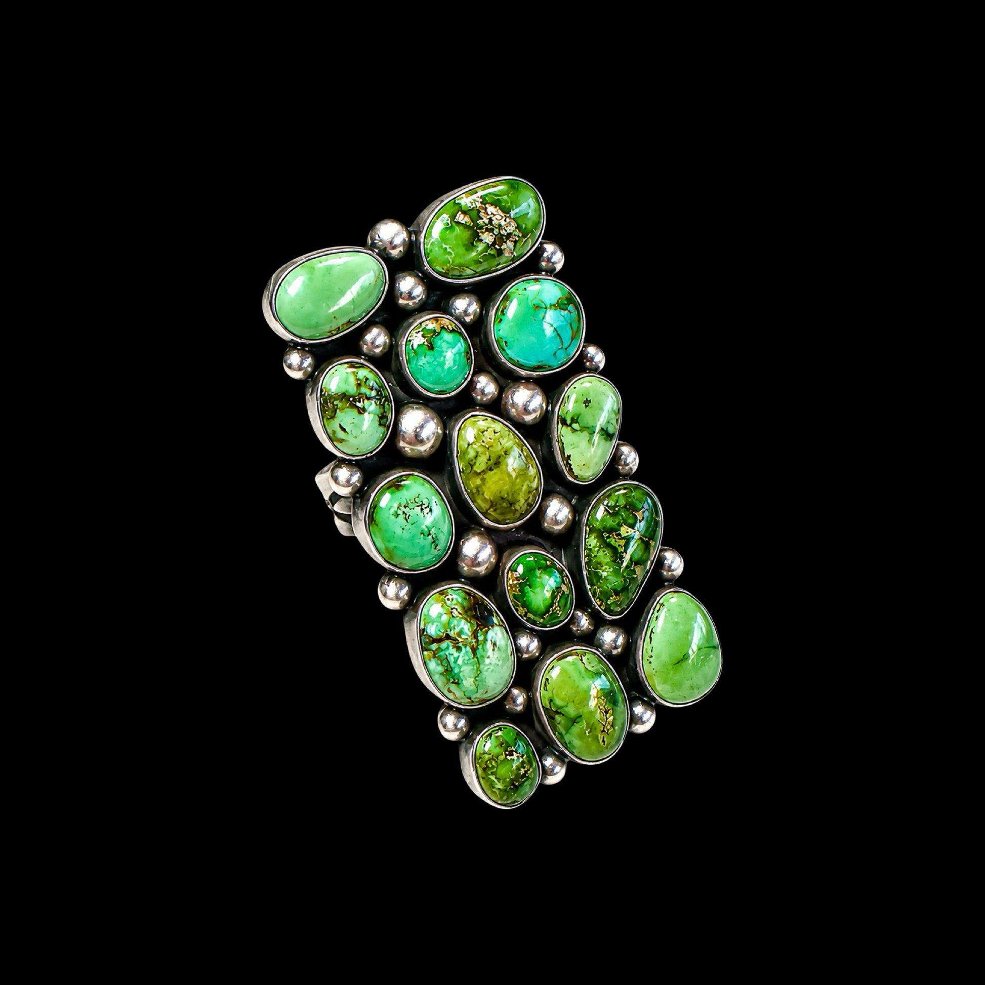 Sonoran Gold Turquoise ring handcrafted by Native American artist Tom Elgin