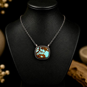Mine 8 Turquoise bar necklace handcrafted by Native American artist Johnny Dixon