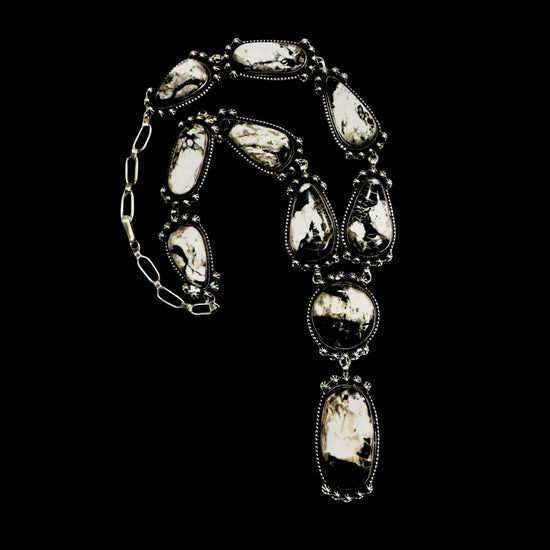 White Buffalo Dolomite lariat handcrafted by Native American artist Randall Endito