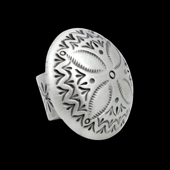 Sterling ring handcrafted by Native American artist Derrick Cadman