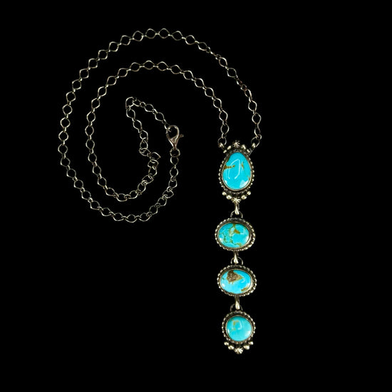 Kingman Turquoise lariat handcrafted by Native American artist Letricia Largo