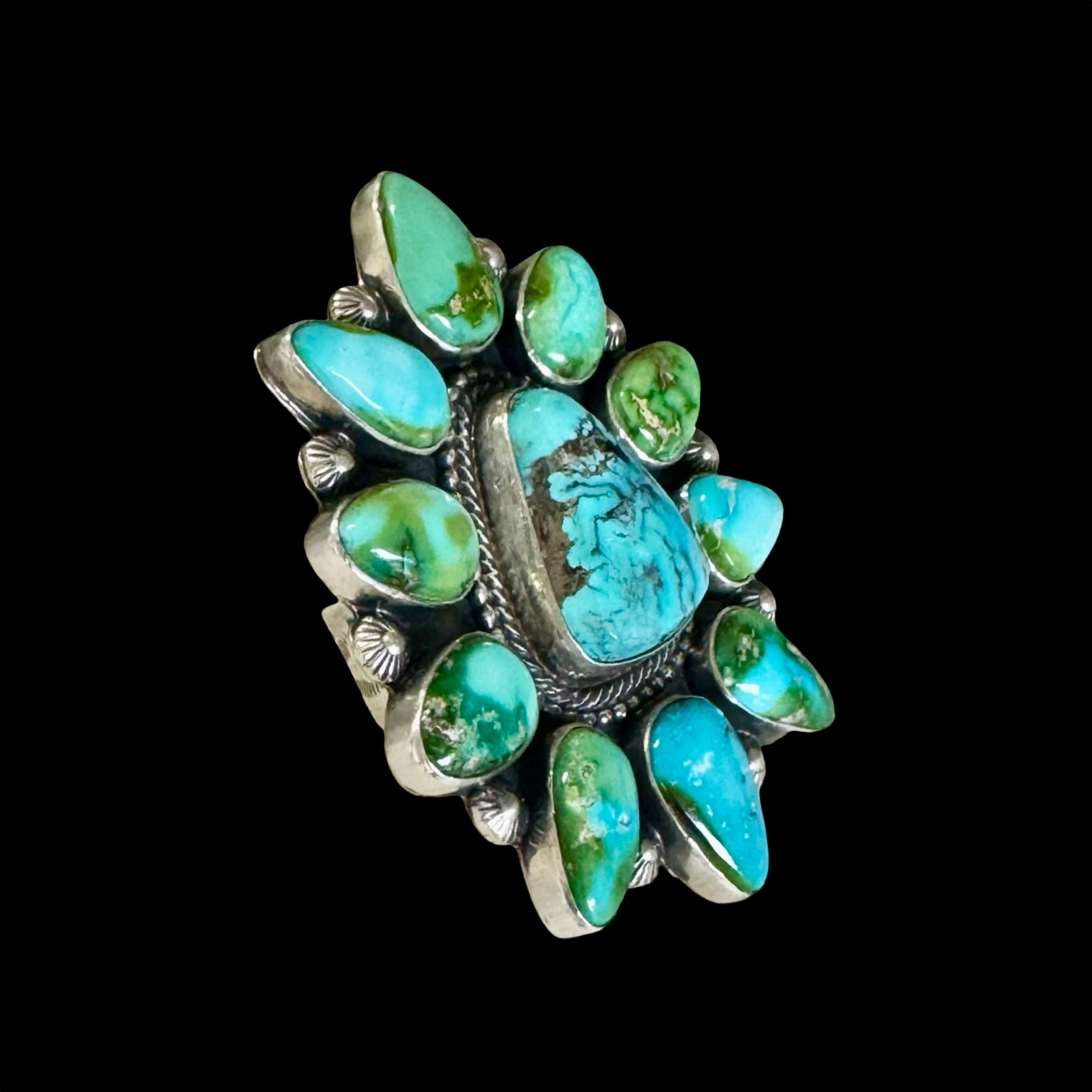 Sonoran Gold Turquoise ring handcrafted by Native American artist Tom Lewis