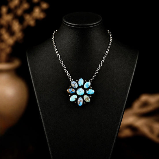 Golden Hills Turquoise necklace handcrafted by Native American artist John Skeets