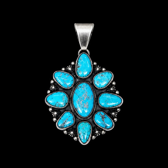 Natural Fox Turquoise pendant handcrafted by Native American artist Kathleen Livingston