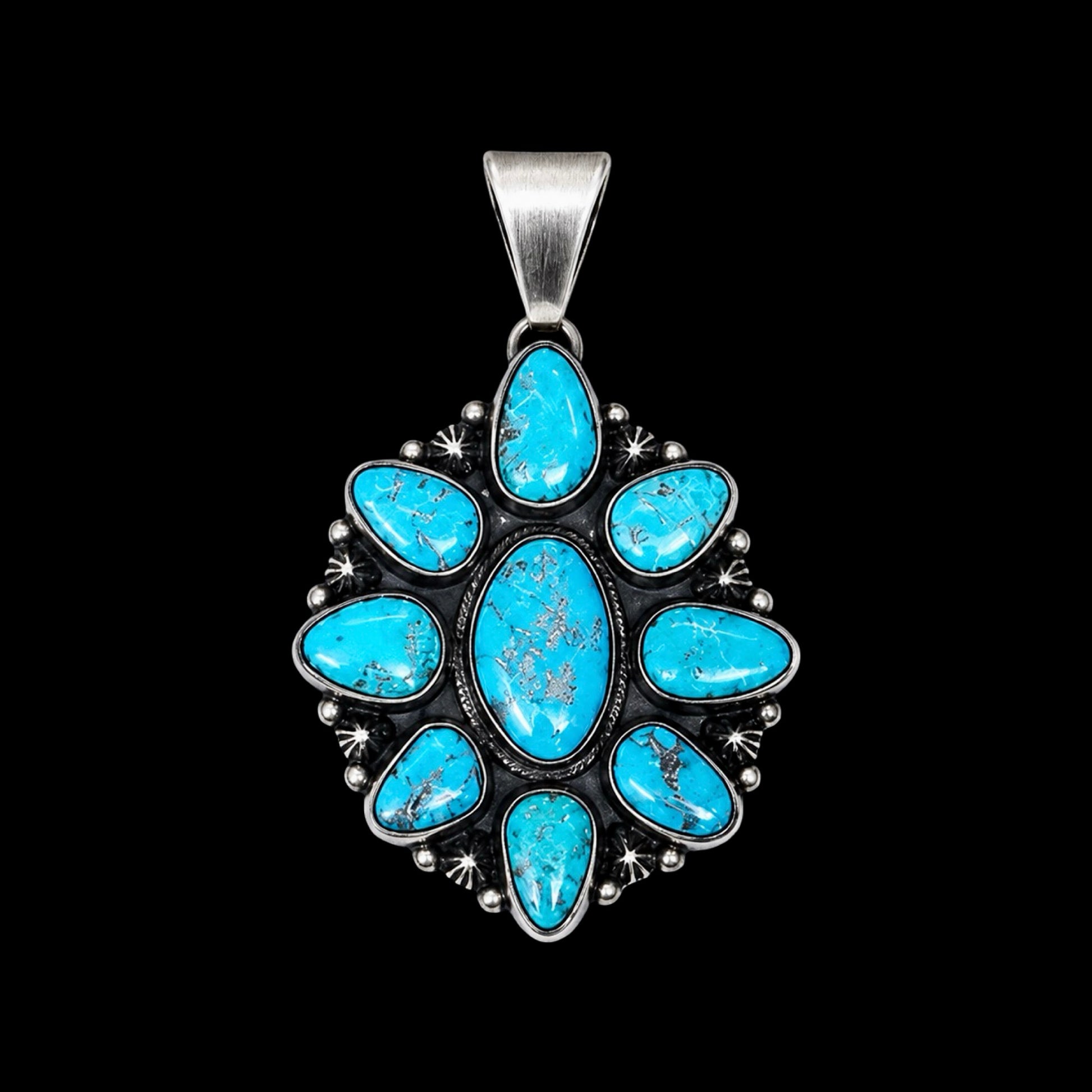 Natural Fox Turquoise pendant handcrafted by Native American artist Kathleen Livingston