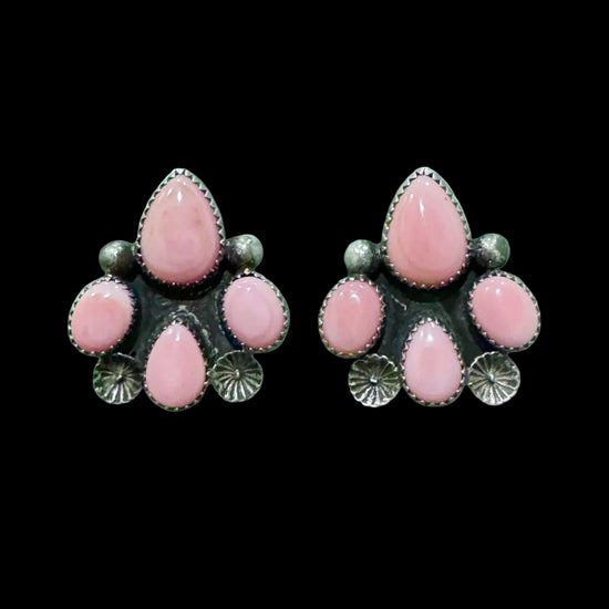 Pink Conch earrings handcrafted by Native American artist Chris Etsitty