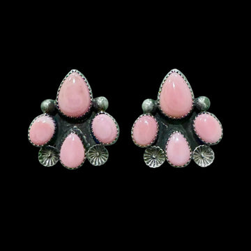 Pink Conch earrings handcrafted by Native American artist Chris Etsitty