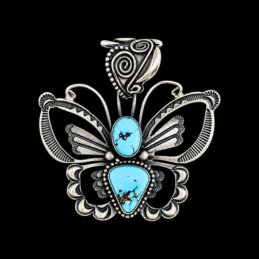 Golden Hills Turquoise pendant handcrafted by Native American artist Shawn Cayatineto