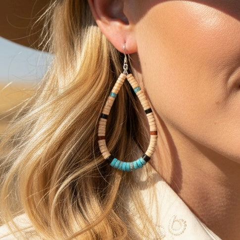Heishi Beads, Native American Made earrings handcrafted by Native American artist Navajo