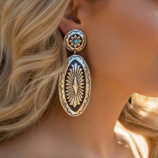 Sterling Silver earrings handcrafted by Native American artist Eric Martinez